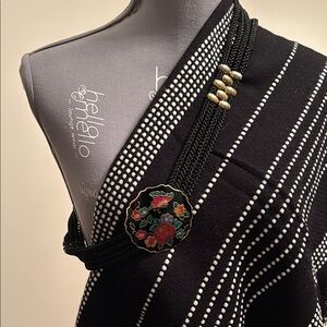 Vintage stretch silk robe belt